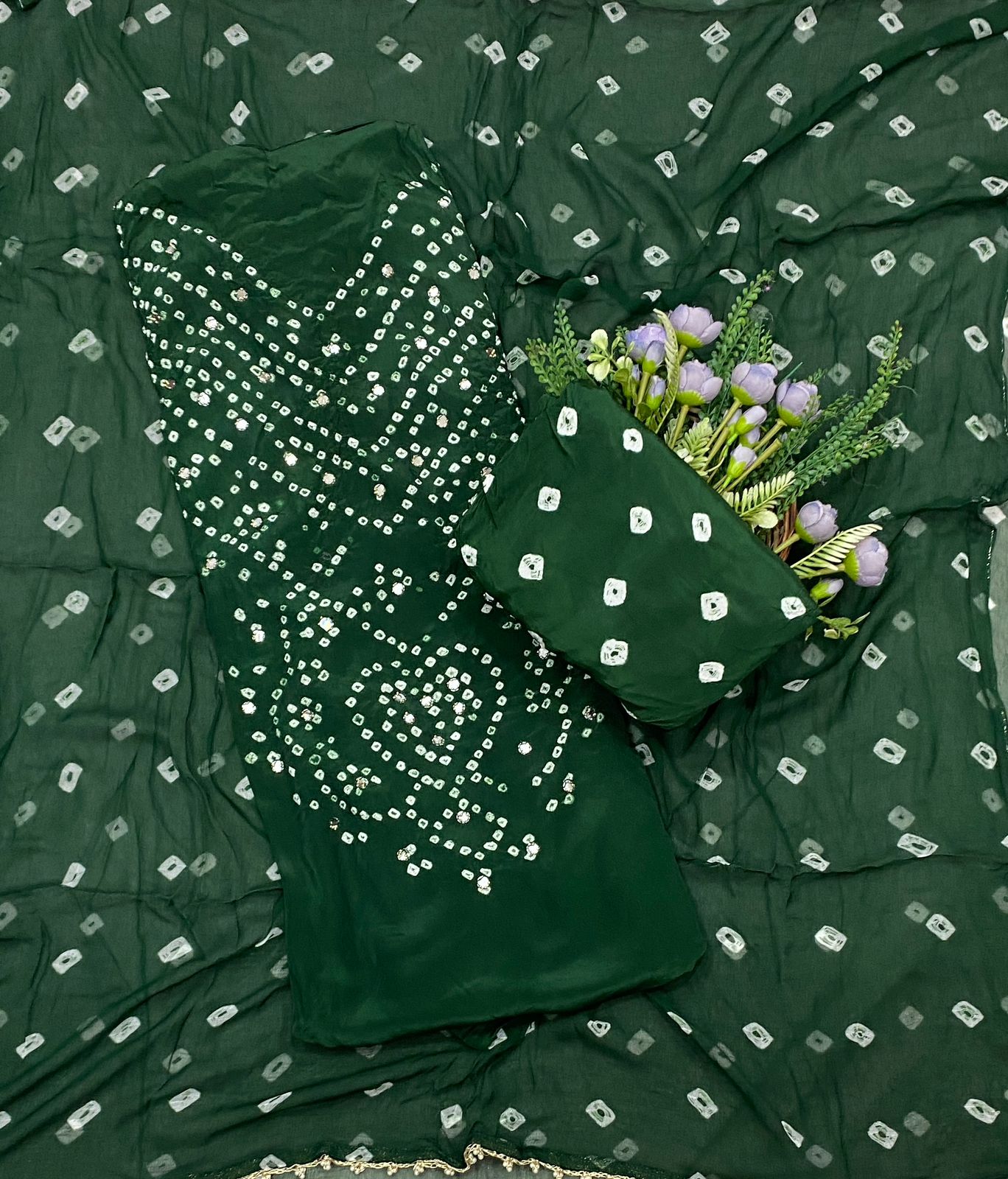 581C Jaipuri Crepe Dark Green Suit Fabric / CKC Jaipuri Suits