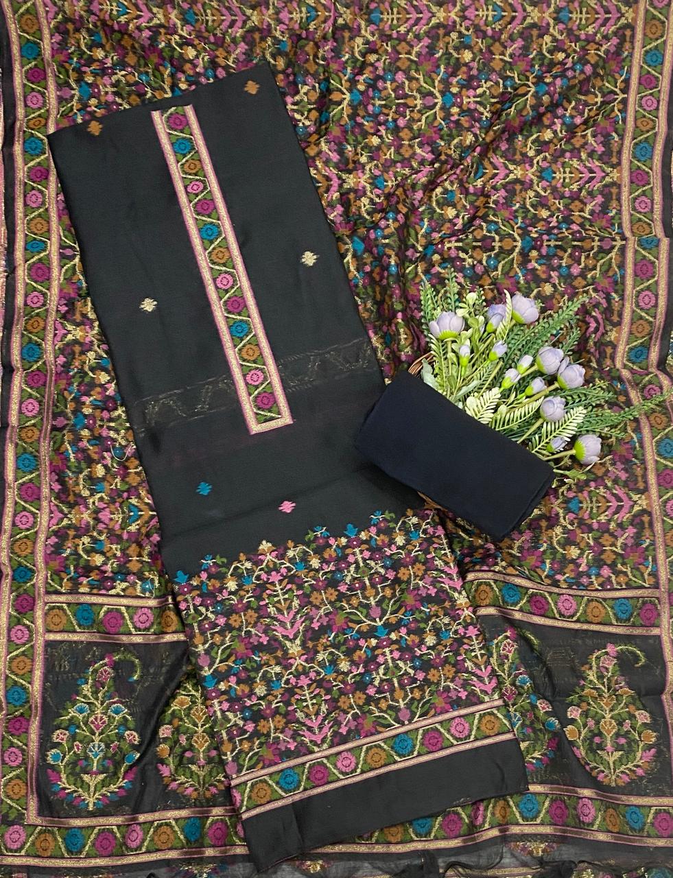 681C Jamdani Black Suit Fabric / CKC Jamdani Suits