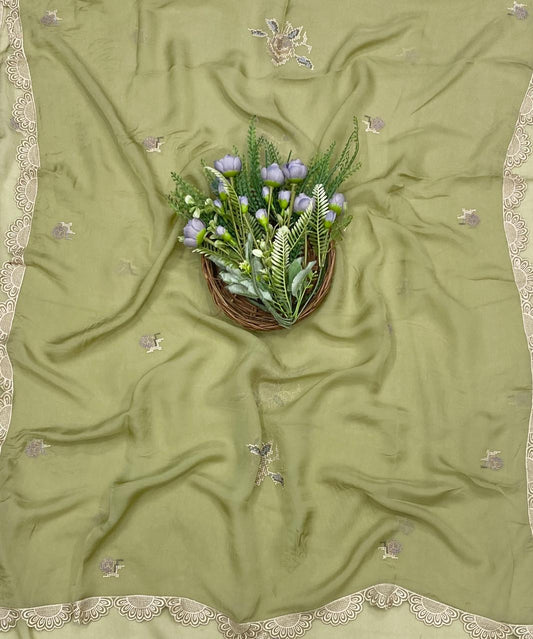 669C Organza Green Suit Fabric/ CKC Partywear Collection