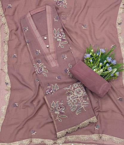 667C Organza Nude Pink suits Fabric/ CKC Partywear Collection