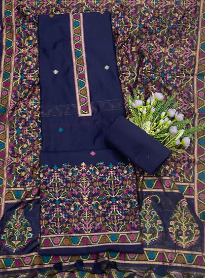 684C Jamdani Navy Blue Suit Fabric / CKC Jamdani Suits
