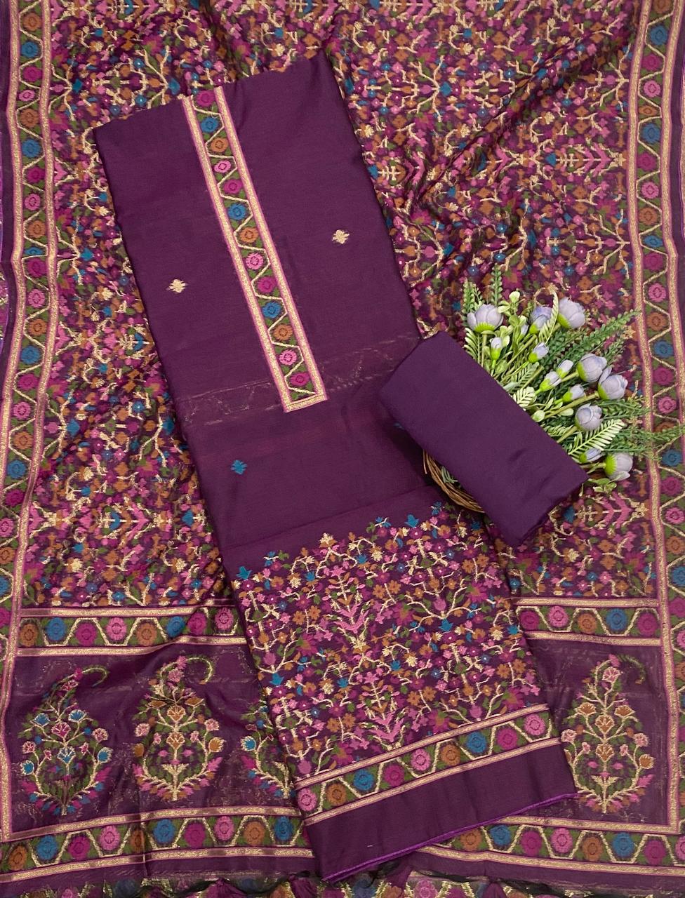 682C Jamdani Purple Suit Fabric / CKC Jamdani Suits