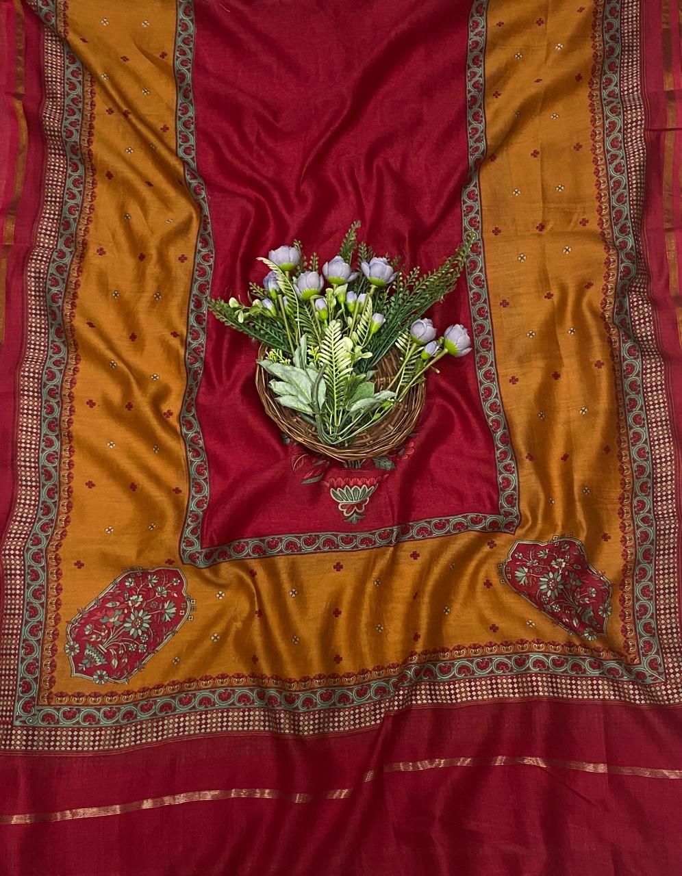 678C Pure Maheshwari Red Suit Fabric / CKC Maheshwari Suits