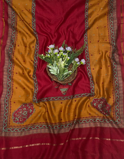 678C Pure Maheshwari Red Suit Fabric / CKC Maheshwari Suits