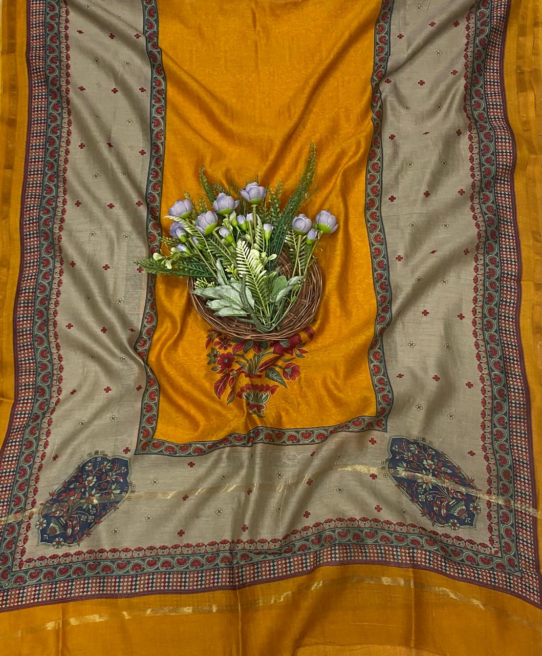 676C Pure Maheshwari Mustard Suit Fabric / CKC Maheshwari Suits