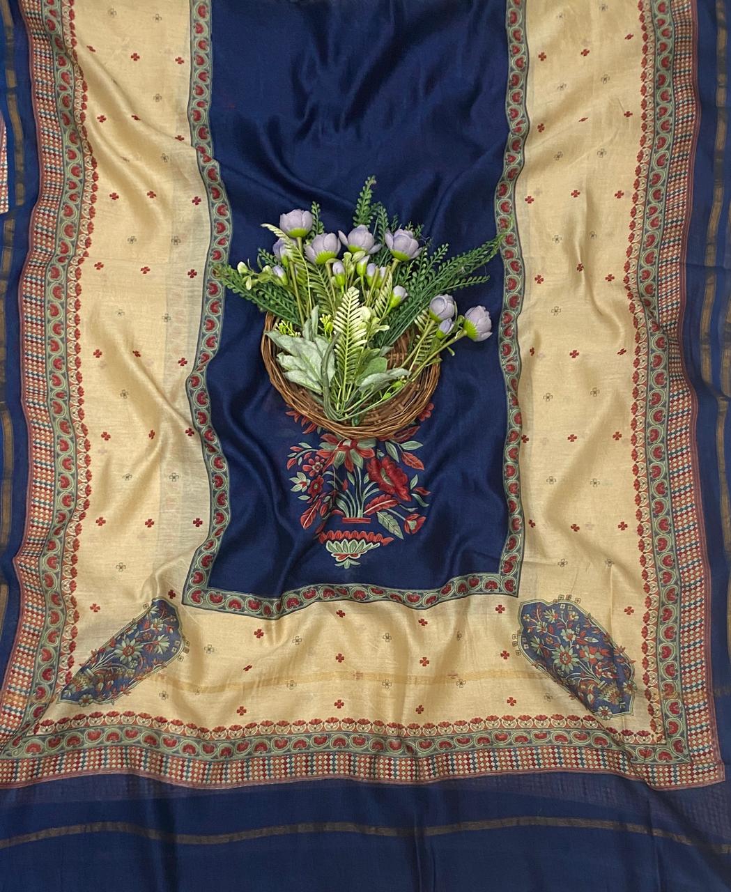 675C Pure Maheshwari Navy Blue Suit Fabric / CKC Maheshwari Suits