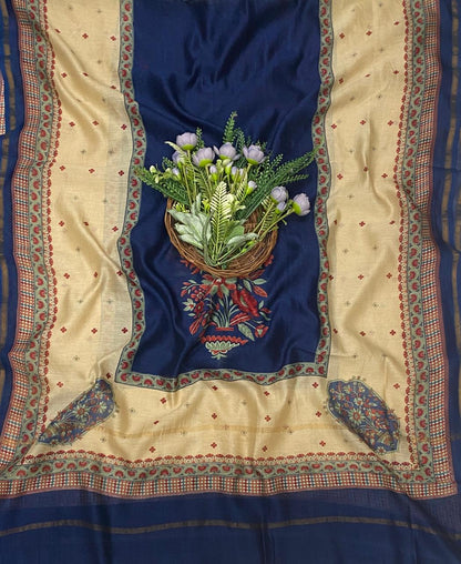 675C Pure Maheshwari Navy Blue Suit Fabric / CKC Maheshwari Suits