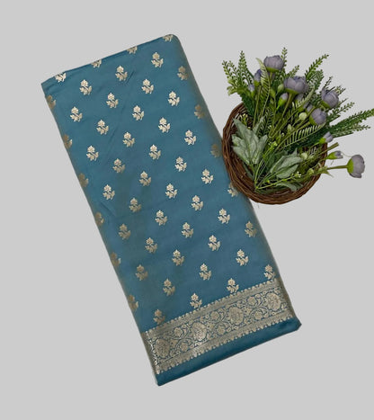 633C Banarasi Silk Blue Suit Fabric / CKC Banarasi Edit
