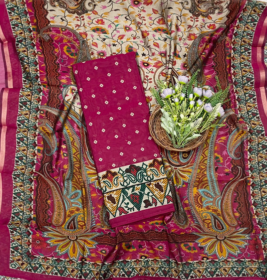 717C Maheshwari Hot PInk Suit Fabric / CKC Maheshwari Suits