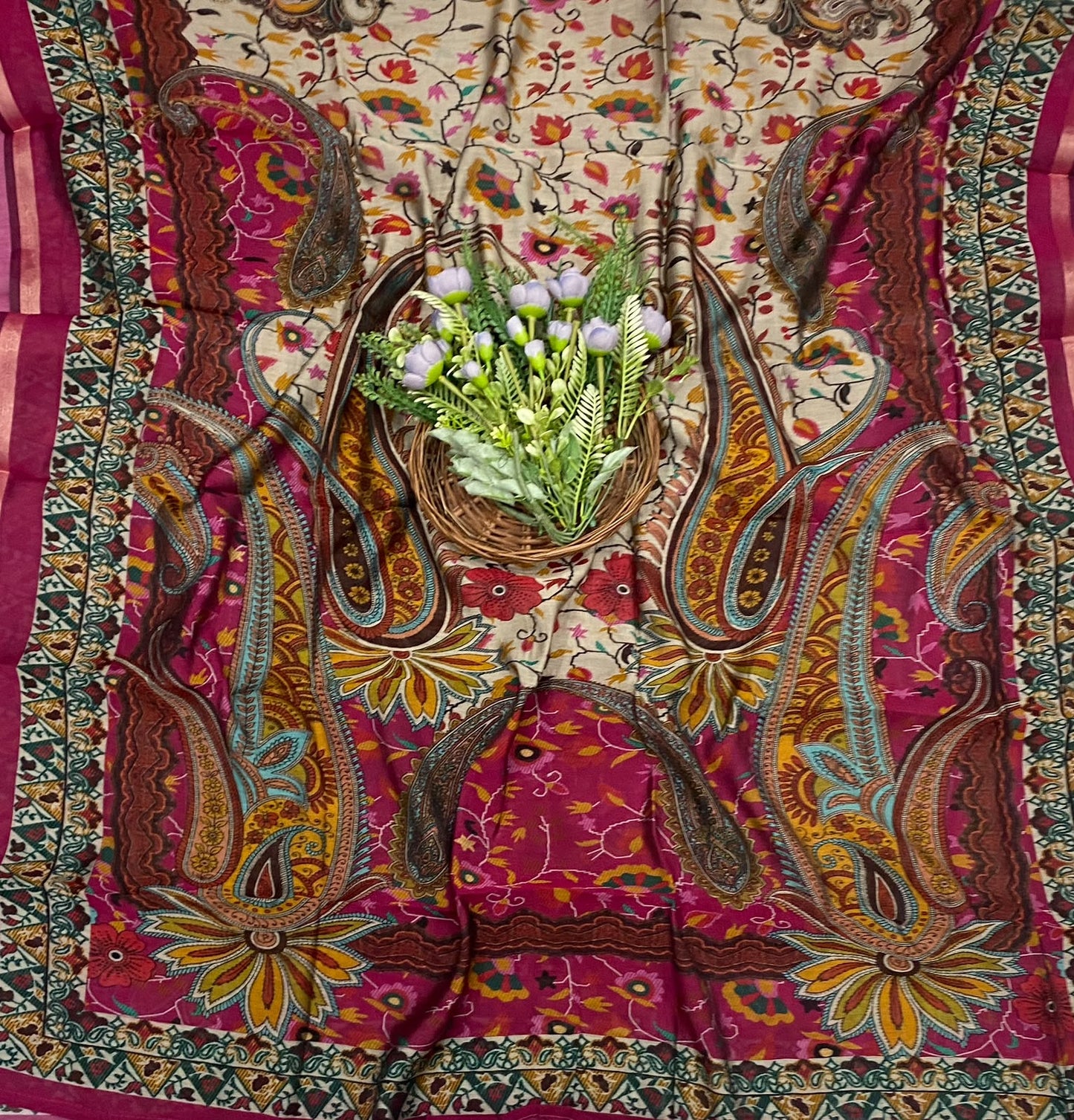 717C Maheshwari Hot PInk Suit Fabric / CKC Maheshwari Suits