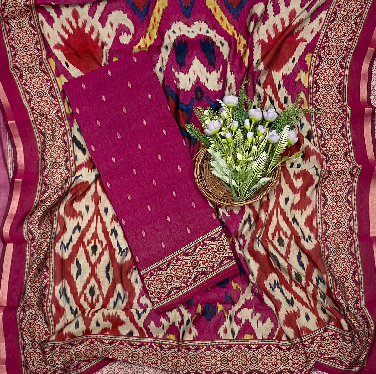 716C Maheshwari Hot Pink Suit Fabric / CKC Maheshwari Suits