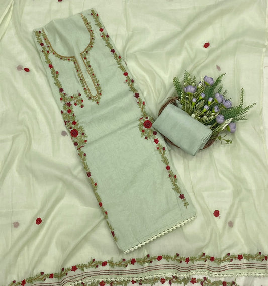 737C Mul Cotton Light Green Suit Fabric / CKC Mul Cotton