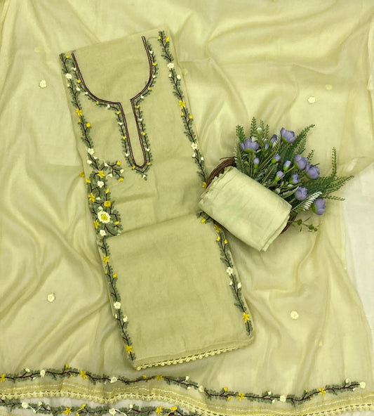 739C Mul Cotton Light Lemon Suit Fabric / CKC Mul Cotton