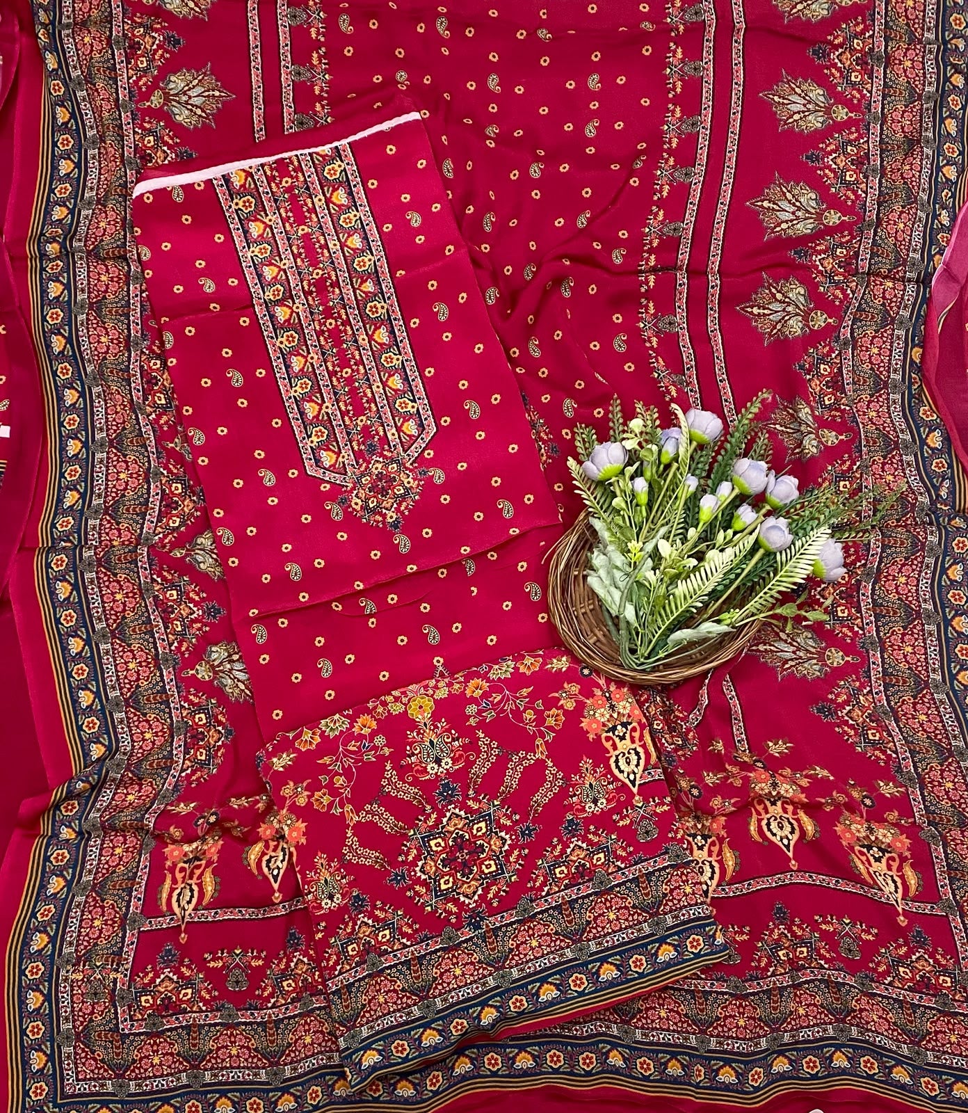 708C Crepe Dark Red Suit Fabric / CKC Crepe Suits