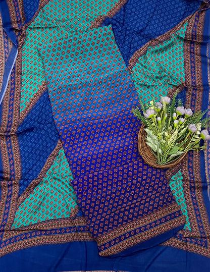 699C Crepe Sea Green With Purple  Suit Fabric / CKC Crepe Suits
