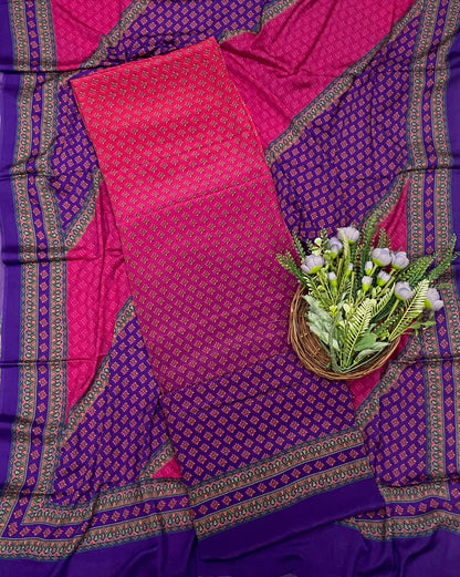 698C Crepe Pink With Purple Suit Fabric / CKC Crepe Suits