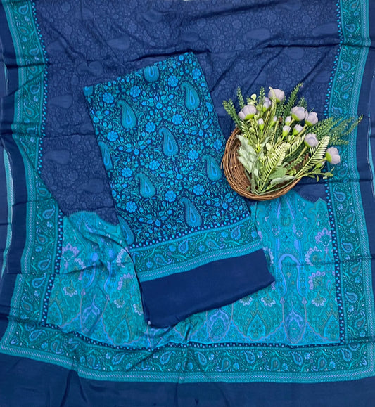 703C Crepe Blue Suit Fabric / CKC Crepe Suits