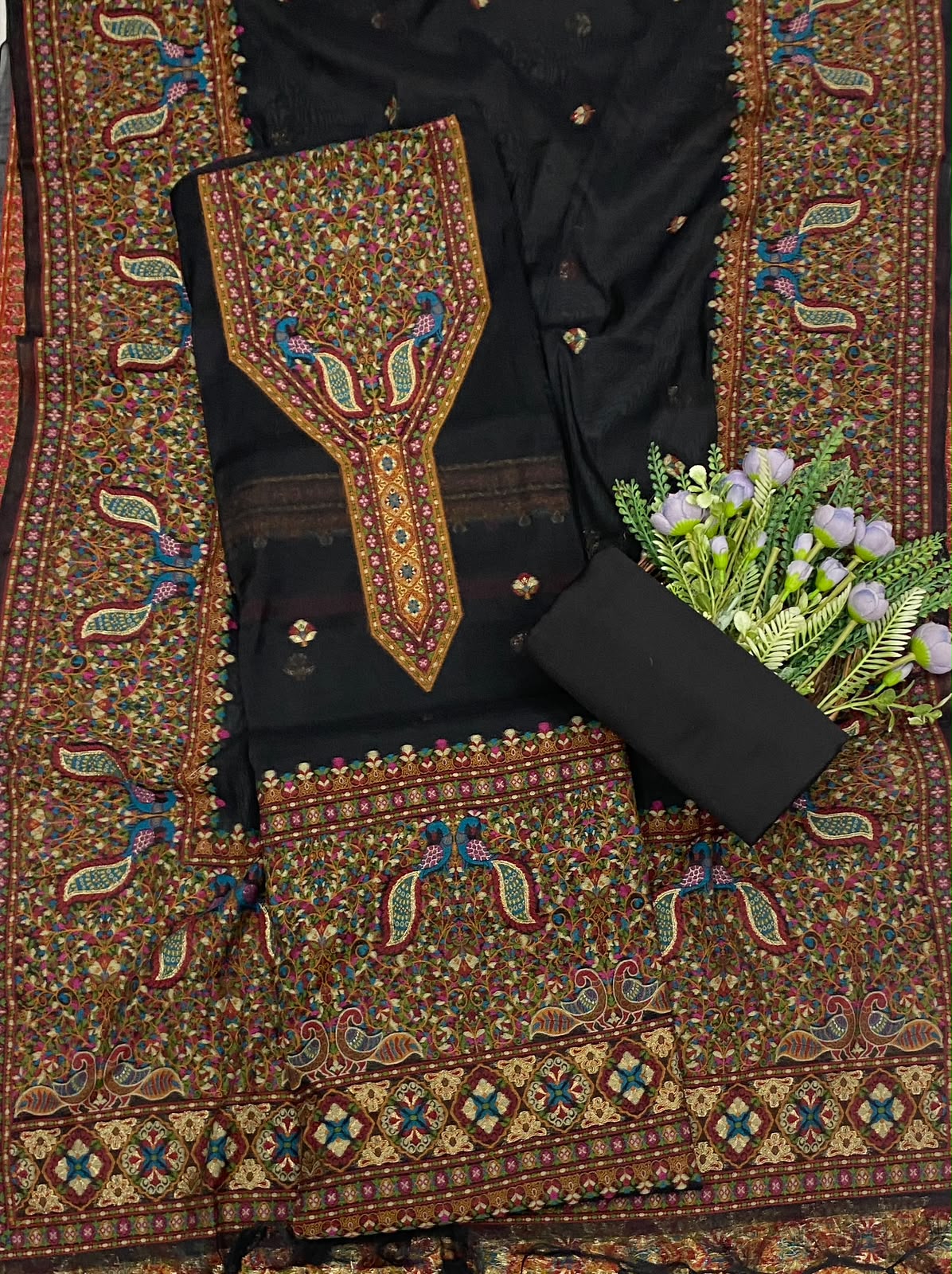 696C Jamdani Black Suit Fabric / CKC Jamdani Suits