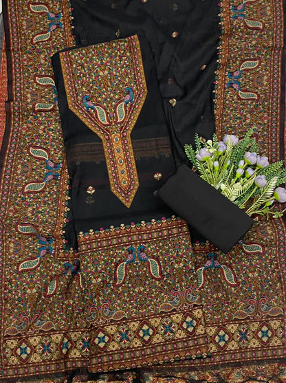 696C Jamdani Black Suit Fabric / CKC Jamdani Suits