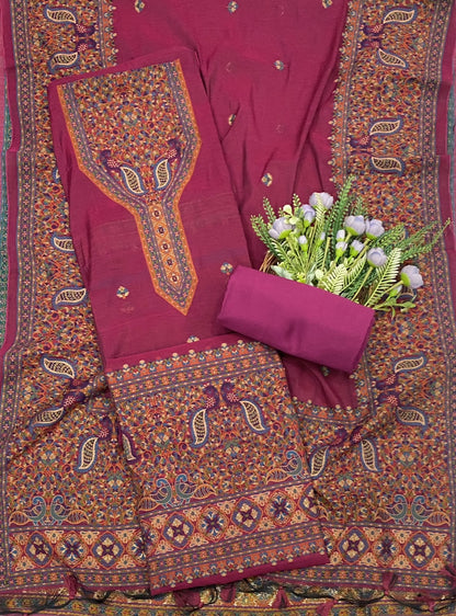 692C Jamdani Majenta Suit Fabric / CKC Jamdani Suits