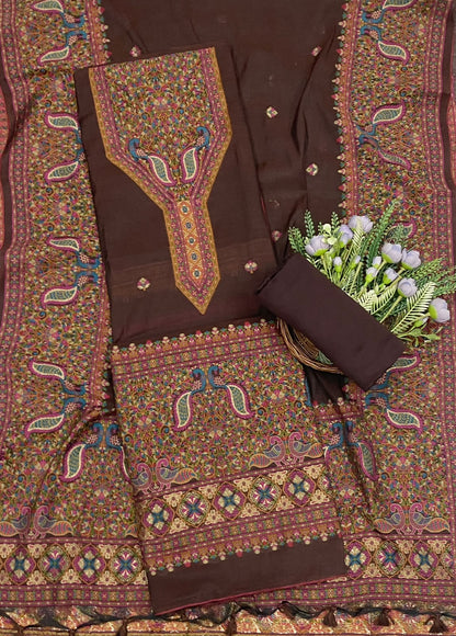 694C Jamdani Brown Suit Fabric / CKC Jamdani Suits