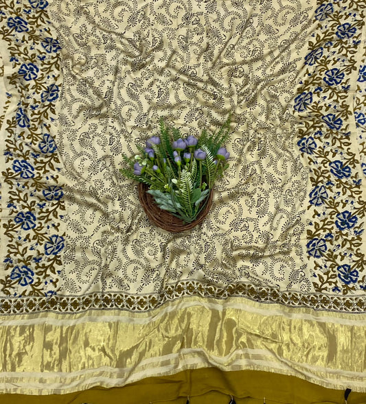 719C Jaipuri Modal Silk Cream Suit Fabric / CKC Jaipuri Suits