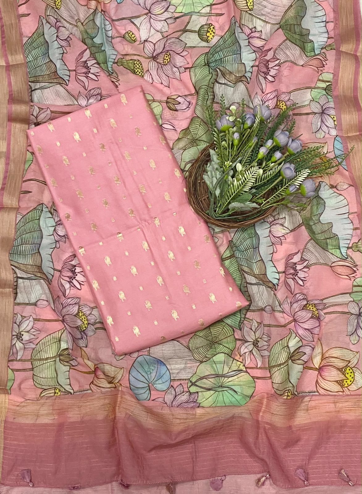 747C Mushrise Cotton Pink Suit Fabric / CKC Cotton Bazaar