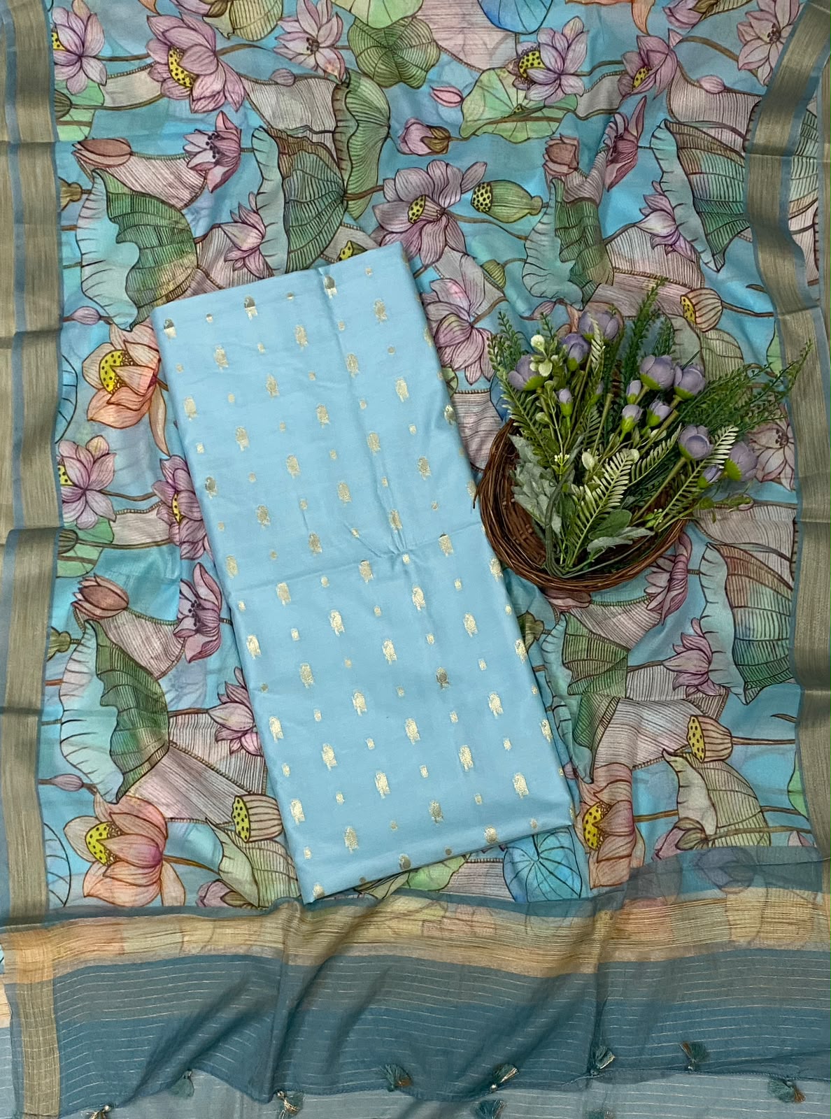 750C Mushrise Cotton Light Blue Suit Fabric / CKC Cotton Bazaar