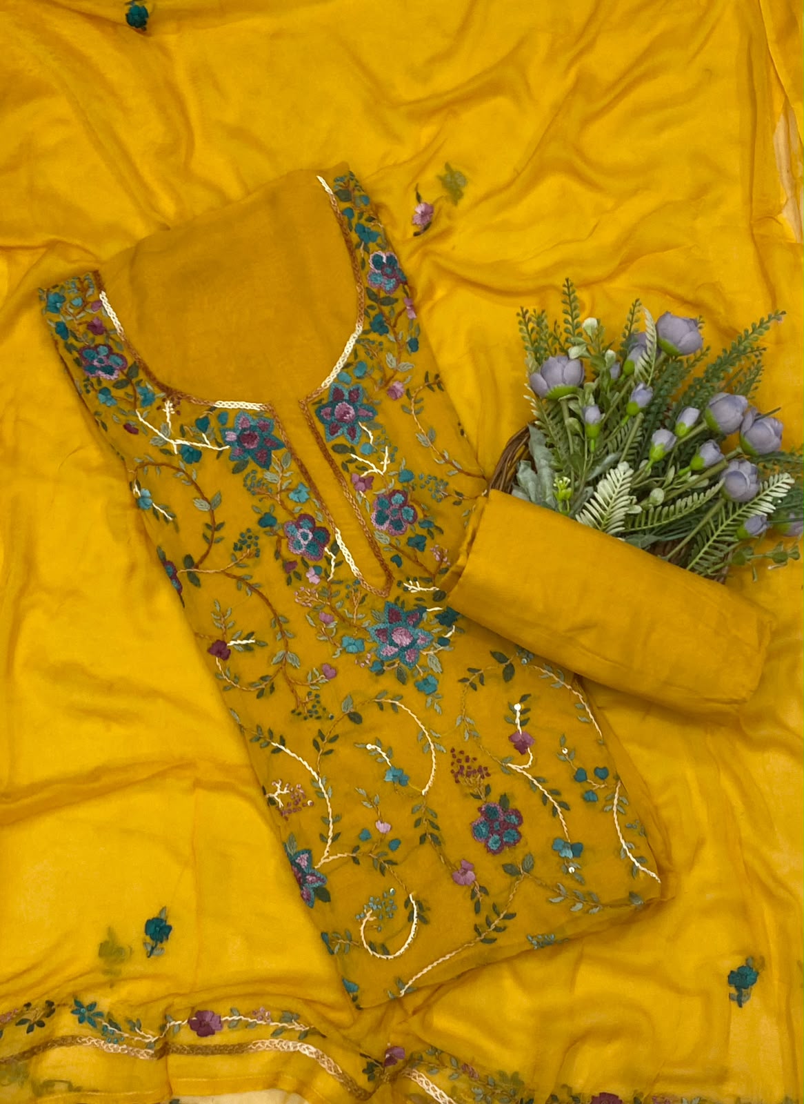 721C Georgette Yellow Suit Fabric / CKC Georgette Suits