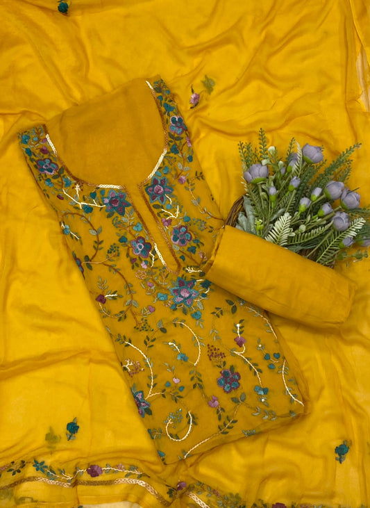 721C Georgette Yellow Suit Fabric / CKC Georgette Suits