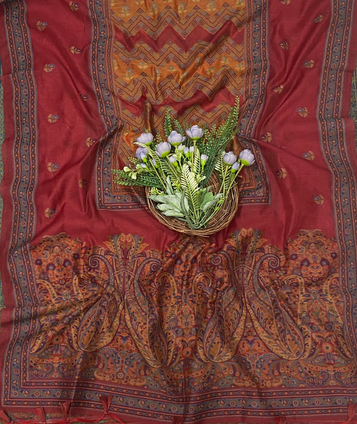689C Jamdani Red Suit Fabric / CKC Jamdani Suits