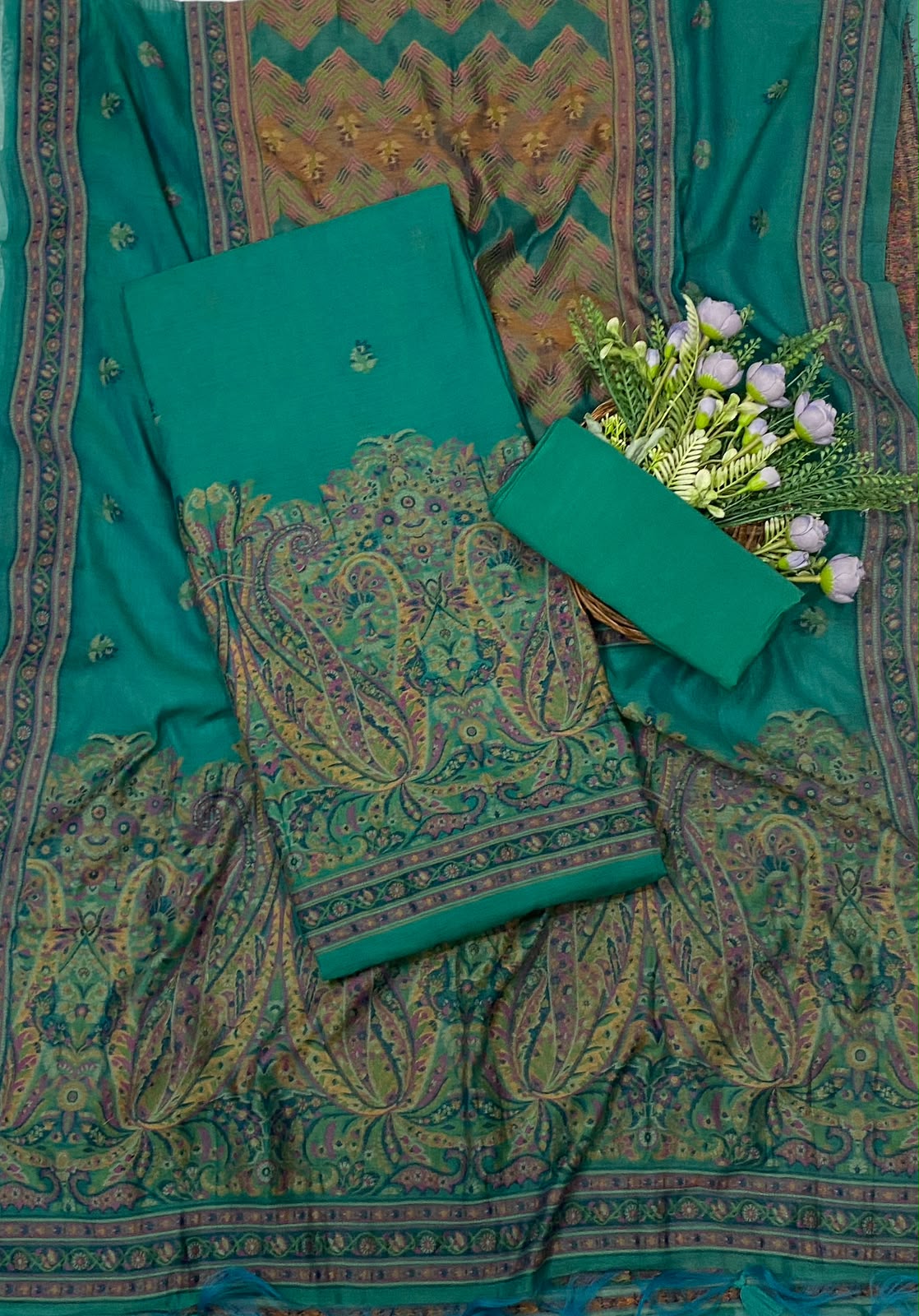 687C Jamdani Sea Green Suit Fabric / CKC Jamdani Suits