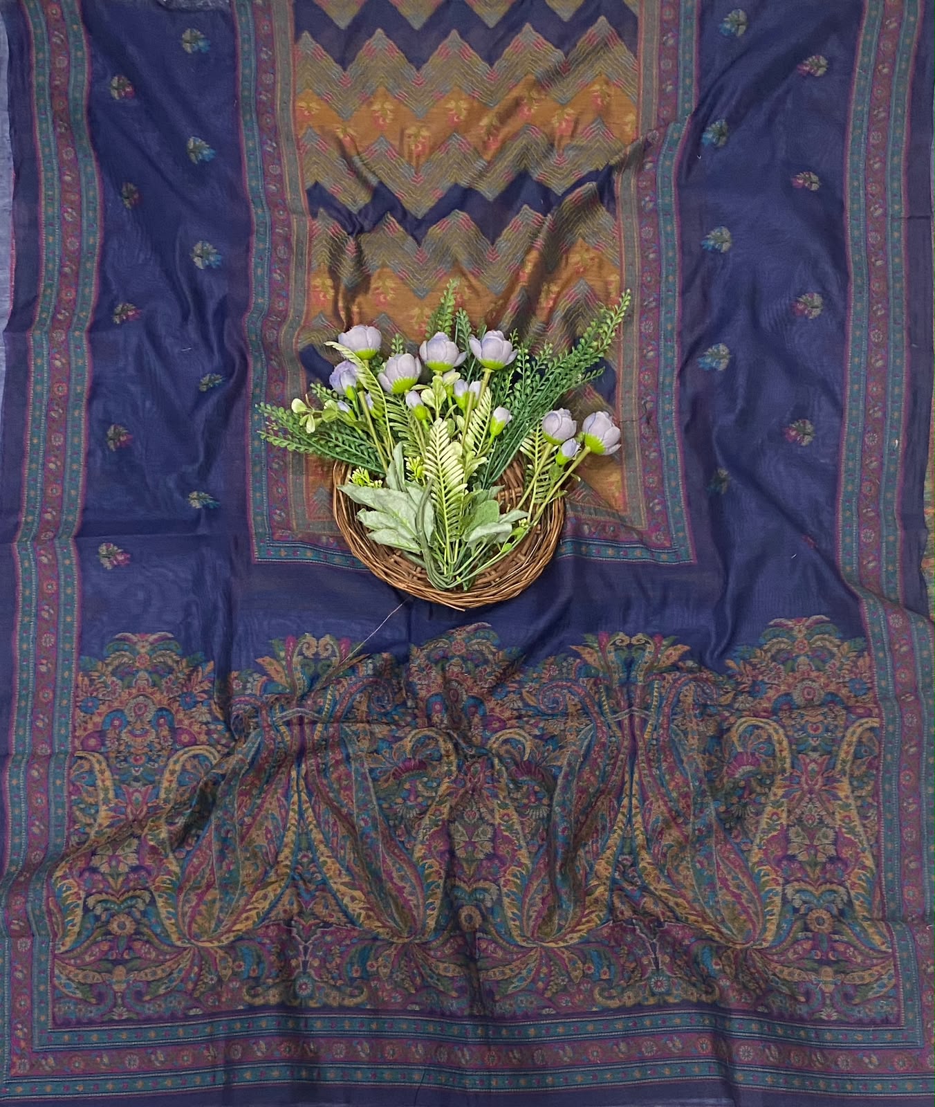686C Jamdani Navy Blue Suit Fabric / CKC Jamdani Suits