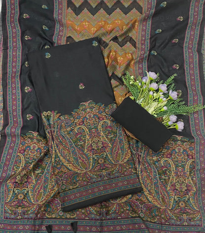 688C Jamdani Black Suit Fabric / CKC Jamdani Suits