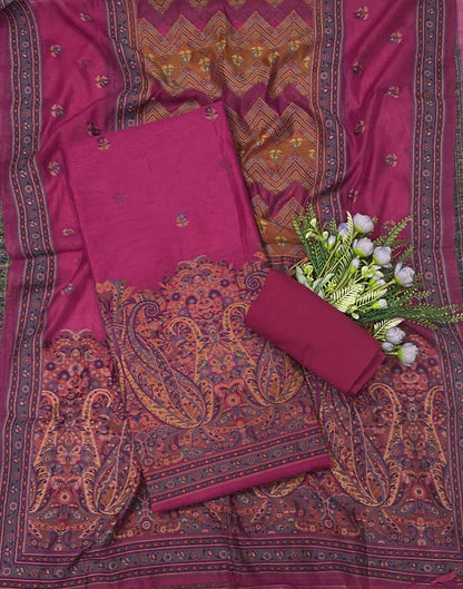 691C Jamdani Majenta Suit Fabric / CKC Jamdani Suits