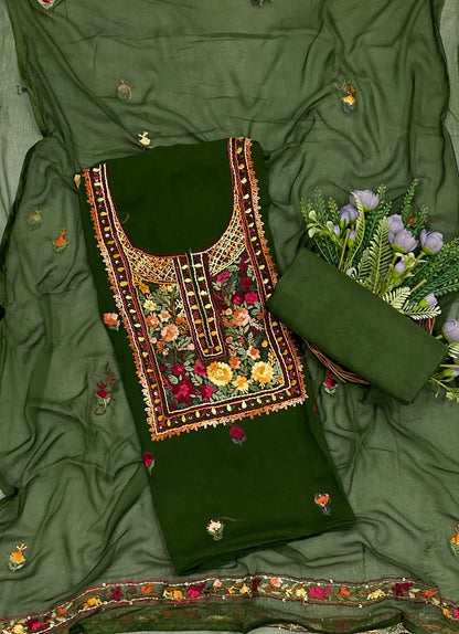 762C Georgette Dark Green Suit Fabric / CKC Georgette Suits