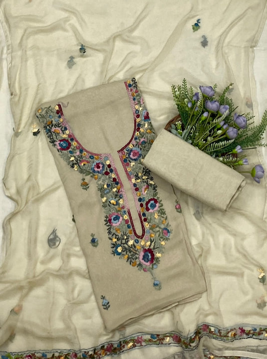 757C Georgette Beige Suit Fabric / CKC Georgette Suits
