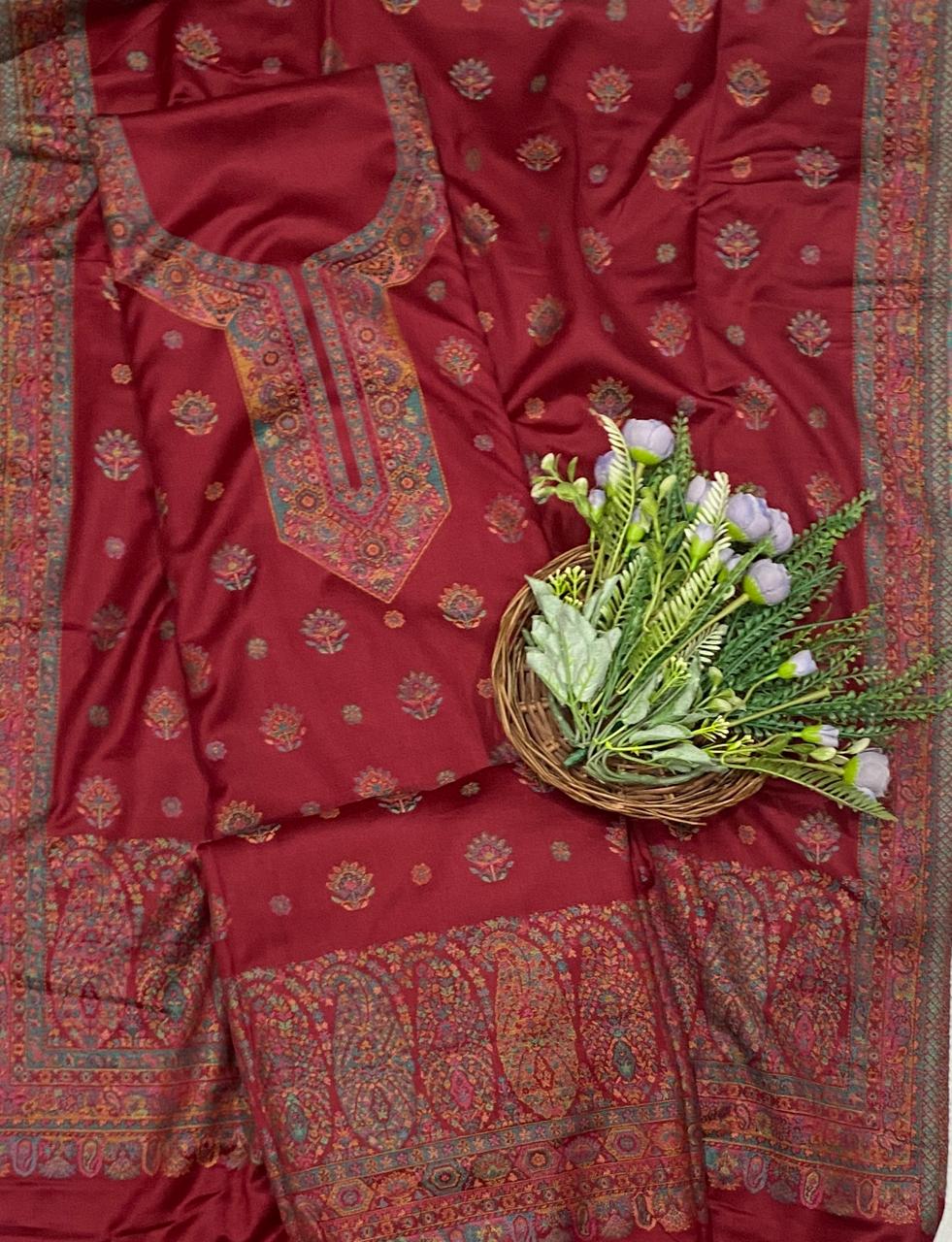 796C Pashmina Maroon Suit Fabric/ CKC Winter Suits