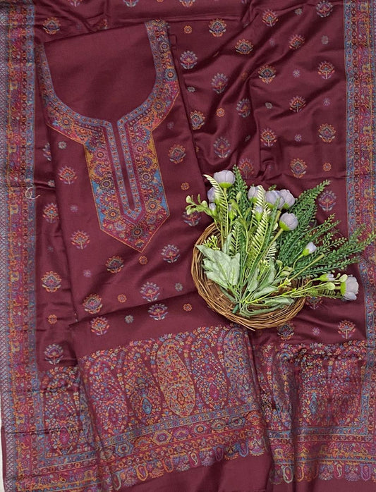 793C Pashmina Dark Maroon Suit Fabric/ CKC Winter Suits
