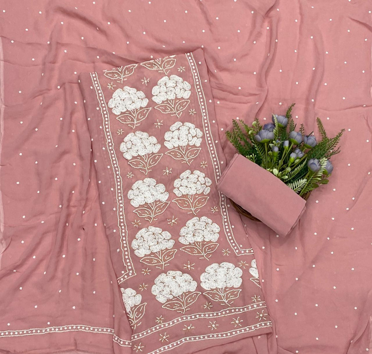 775C Lakhnavi Georgette Pink  Suit Fabric/ CKC Lakhnavi Suits