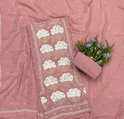 775C Lakhnavi Georgette Pink  Suit Fabric/ CKC Lakhnavi Suits