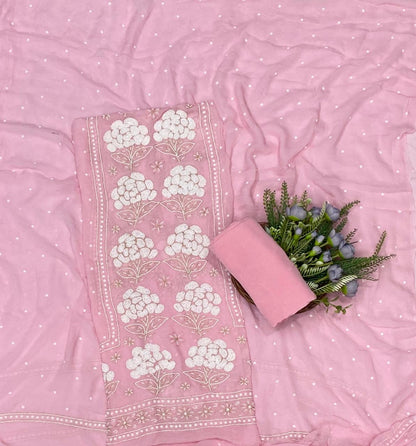 773C Lakhnavi Georgette Light Pink Suit Fabric/ CKC Lakhnavi Suits