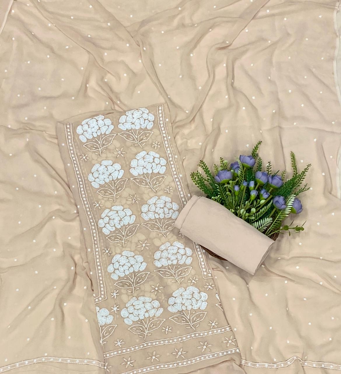 774C Lakhnavi Georgette Light Skin Suit Fabric/ CKC Lakhnavi Suits