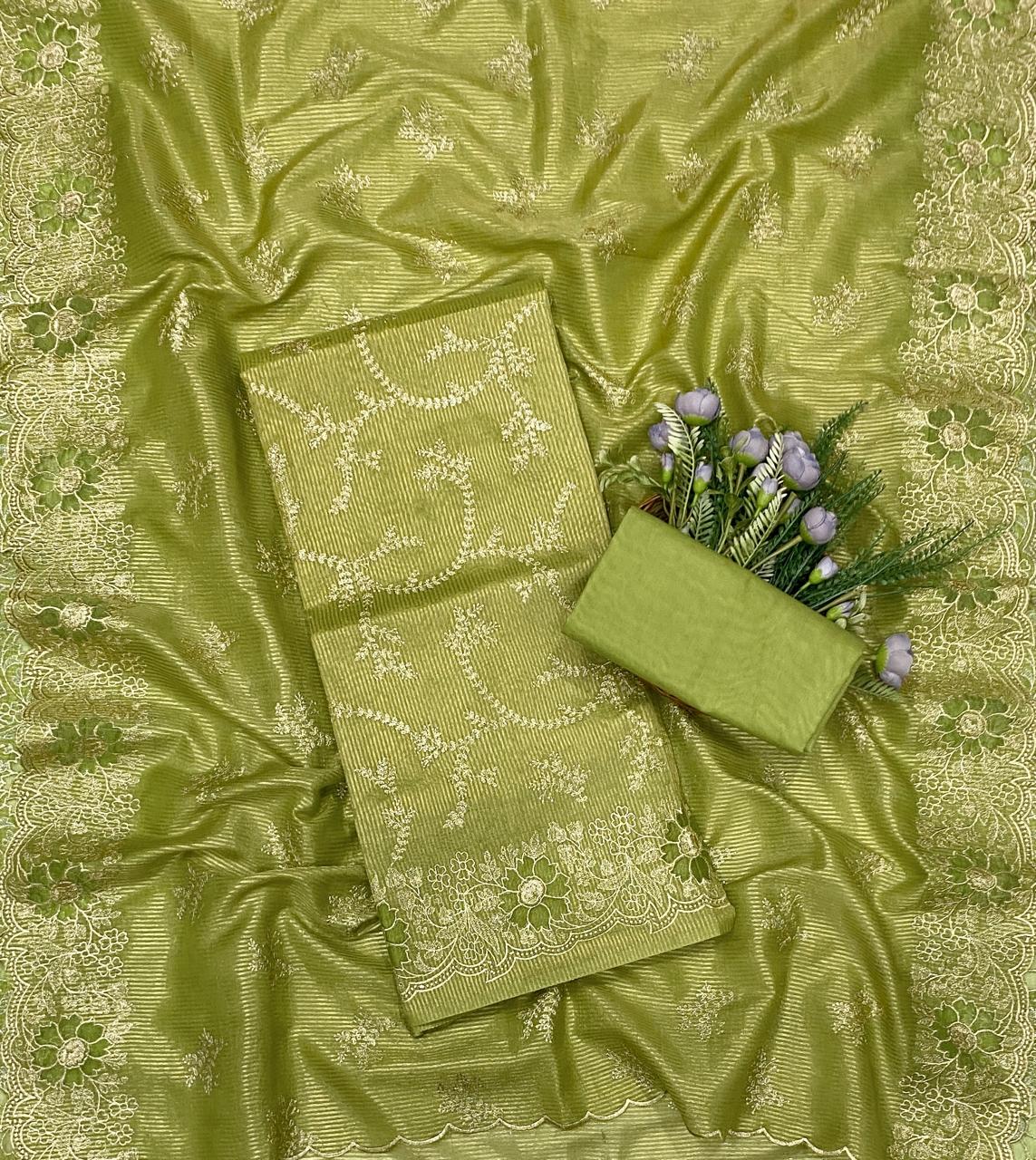 829C Shimmer Green Suit Fabric / CKC Banarasi Edit
