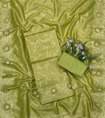 829C Shimmer Green Suit Fabric / CKC Banarasi Edit