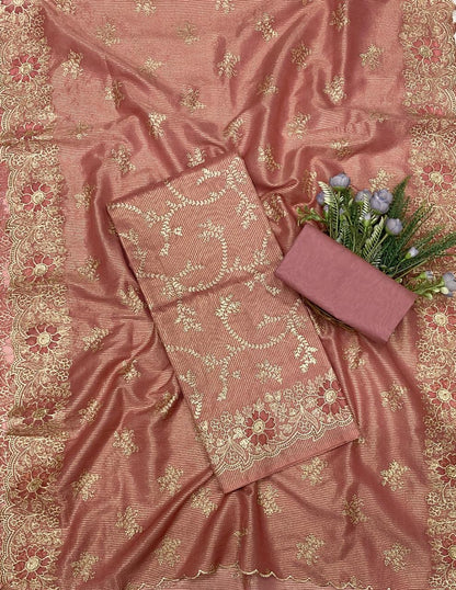 827C Shimmer Peach Suit Fabric / CKC Banarasi Edit