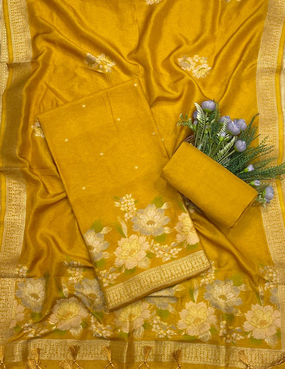 826C Dola Silk Mustard Suit Fabric/ CKC Partywear Collection