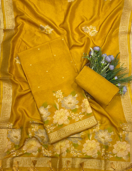 826C Dola Silk Mustard Suit Fabric/ CKC Partywear Collection