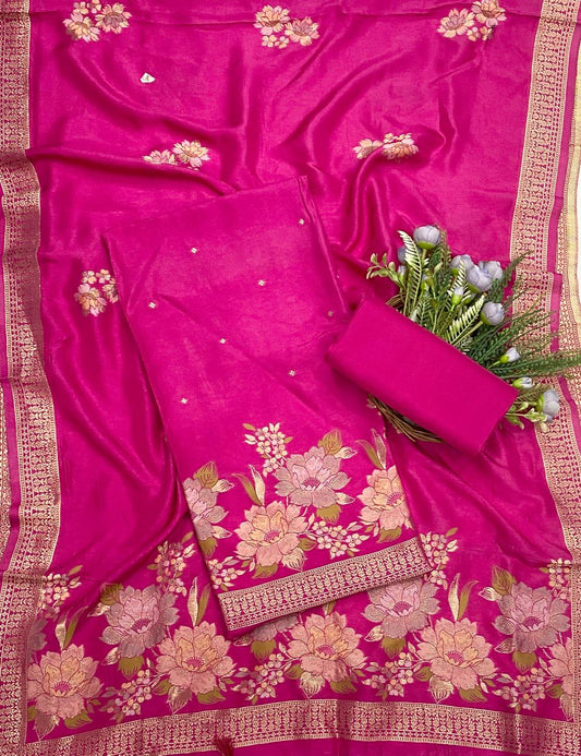 824C Dola Silk Majenta  Suit Fabric/ CKC Partywear Collection