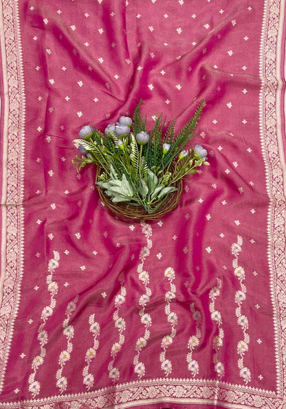 823C Banarasi Silk Hot Pink Suit Fabric / CKC Banarasi Edit